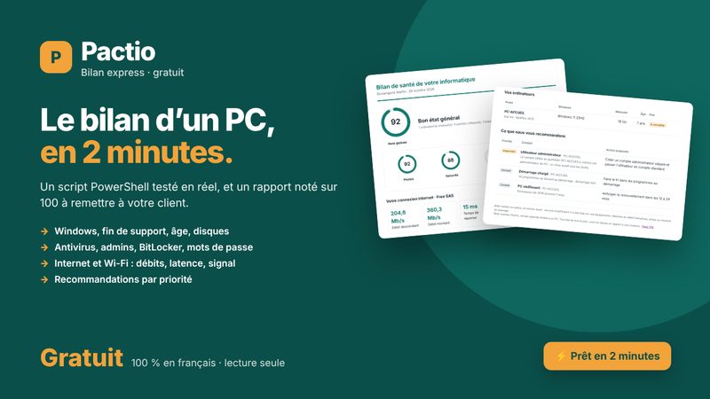 Couverture du Bilan express : le bilan d'un PC en 2 minutes, rapport noté sur 100